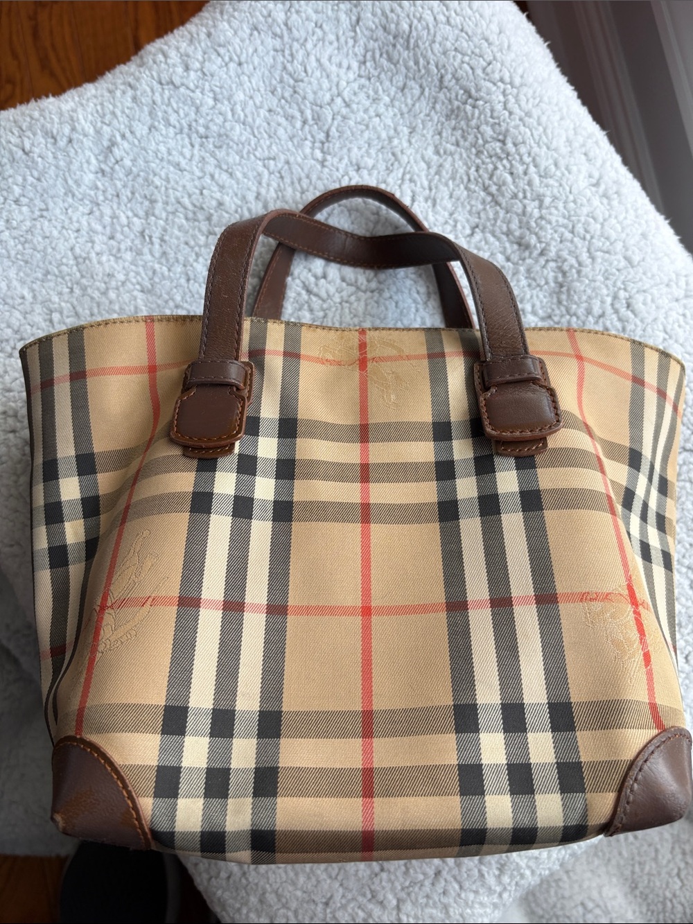 Authentic Vintage Burberrys Nova Check Small Handbag Brown Leather - Picture 4 of 17